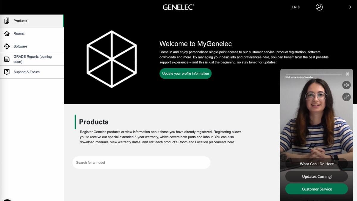 The MyGenelec portal. 