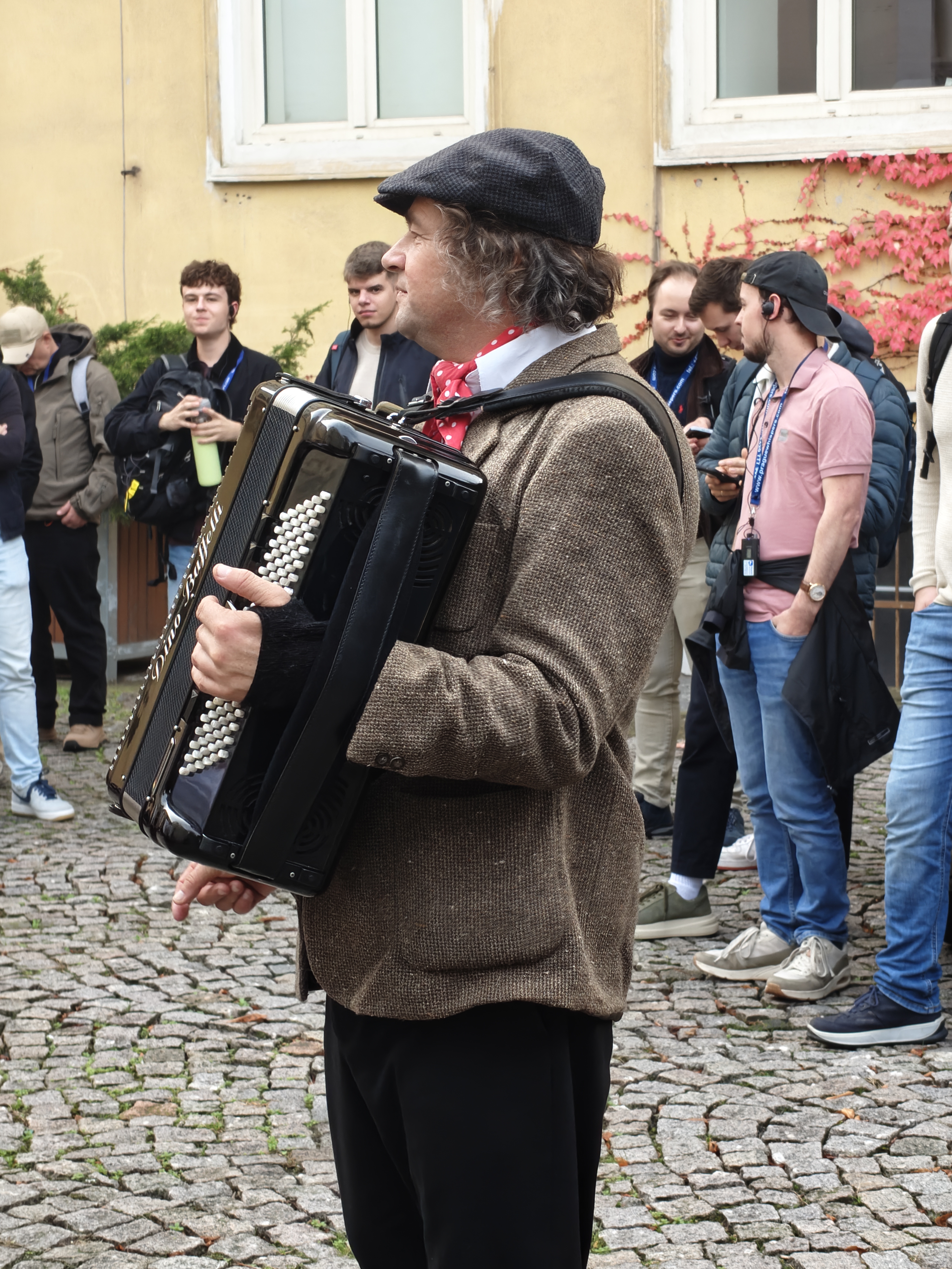 An accordion player in Prague