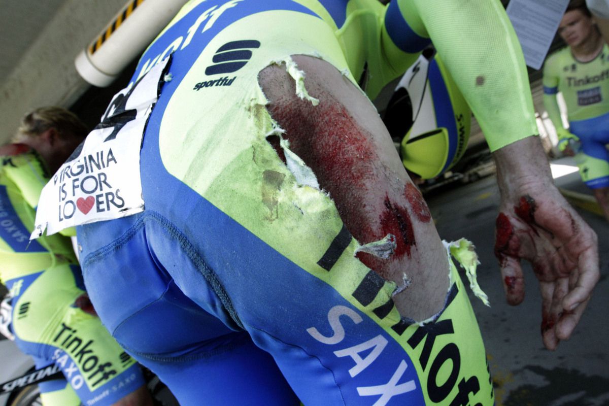 Michael Rogers hit the deck hard when Tinkoff-Saxo went down