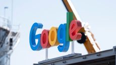 Google sign pictured on top of a building at the Midlothian data center in Midlothian, Texas.