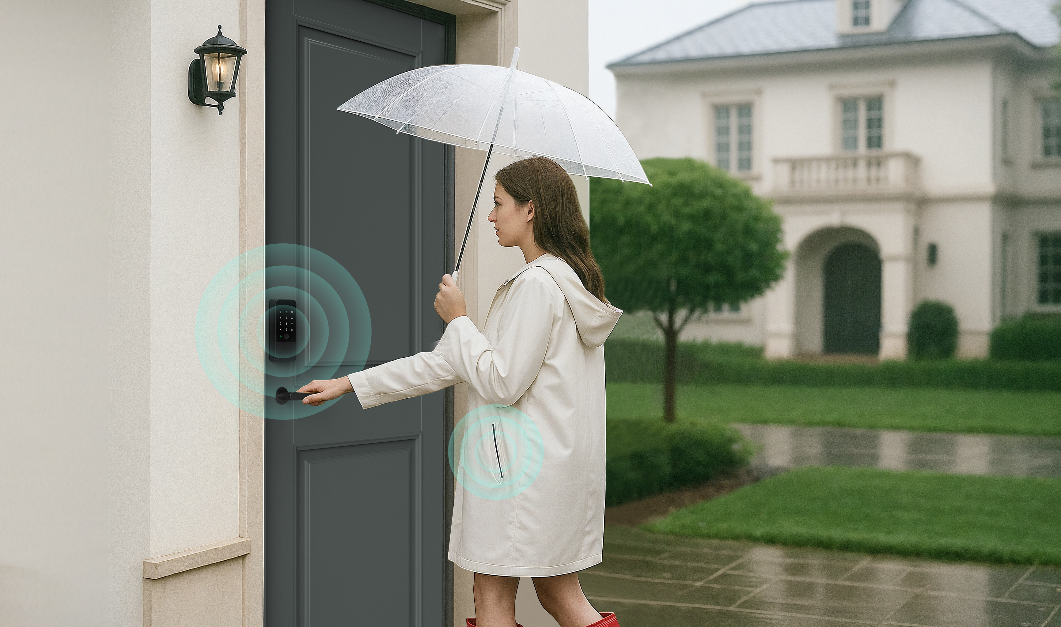 Aqara smart locks on a door