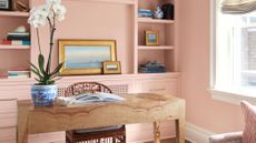 Home office painted in Benjamin Moore's Precocious 