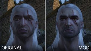 Best Witcher 1 mods - Geralt's better-realized, less-baffled face in the Geralt face retexture mod