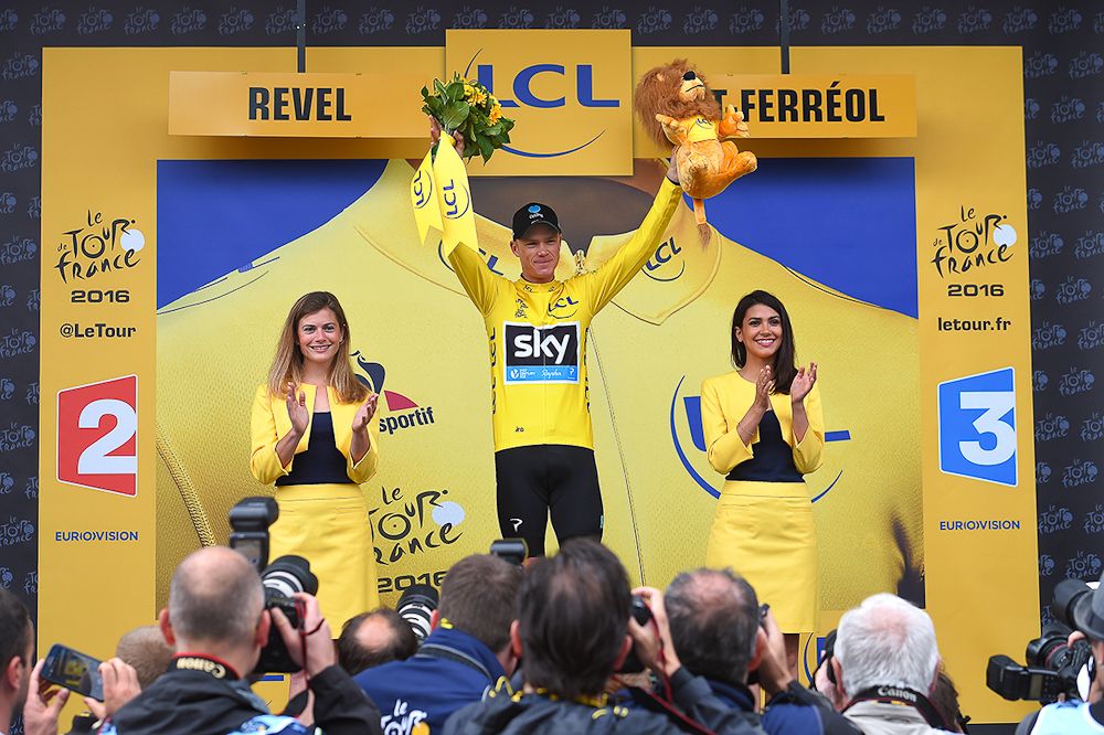 Chris Froome in yellow after stage 10 at the Tour de France.