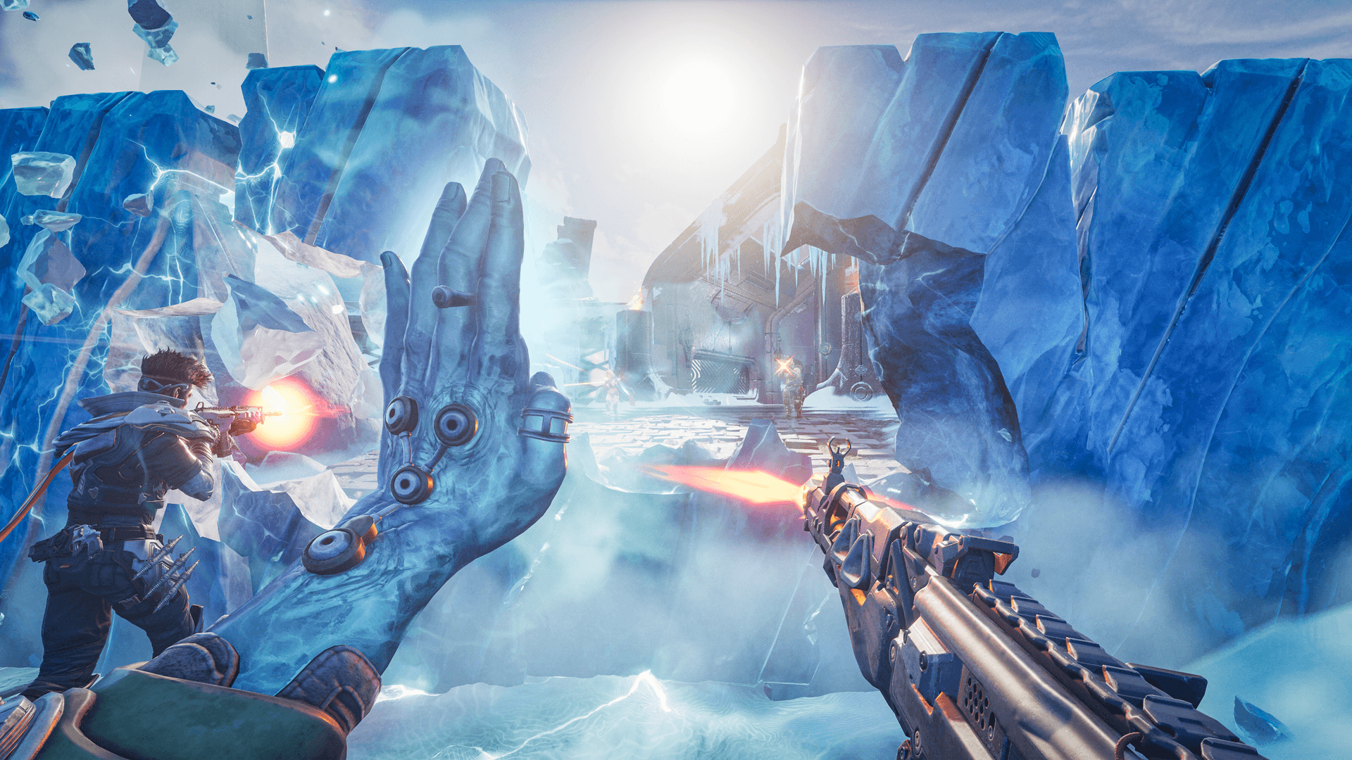 A still from Highguard, showing Kai's ice wall ability