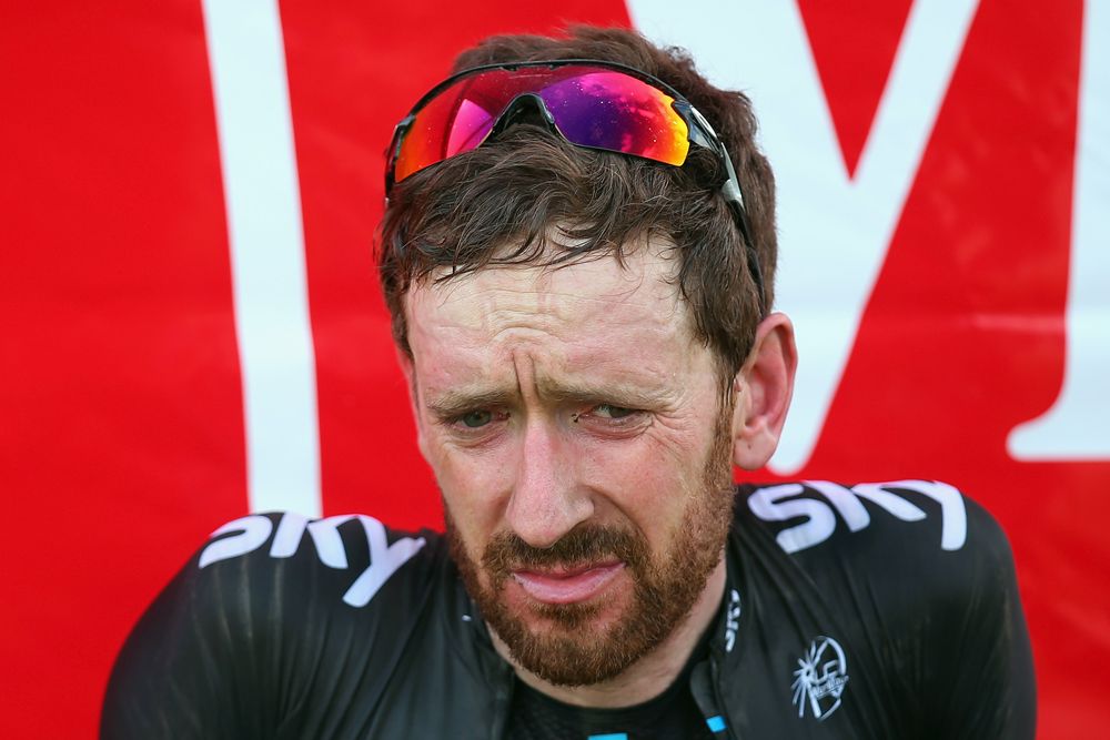 What might have been: WIggins at the finish of Paris-Roubaix