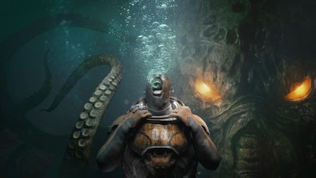 A man in a diving suit screams