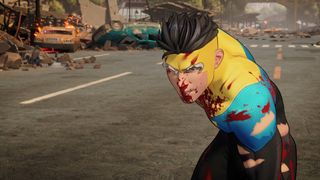 Invincible VS reveal trailer screenshot showing Mark in the middle of a fight.