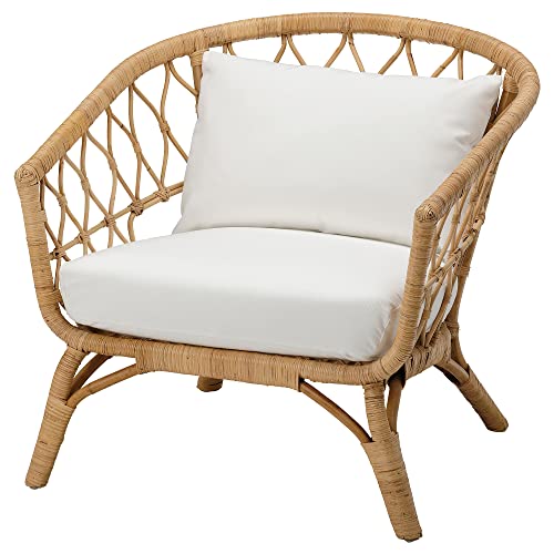 Ikea Stockholm 2017 Armchair With Cushion, Rattan/gräsbo White
