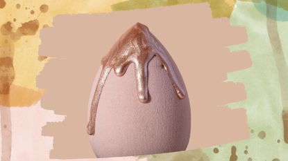 A beauty blender with self tan on it to illustrate is fake tan bad for your skin
