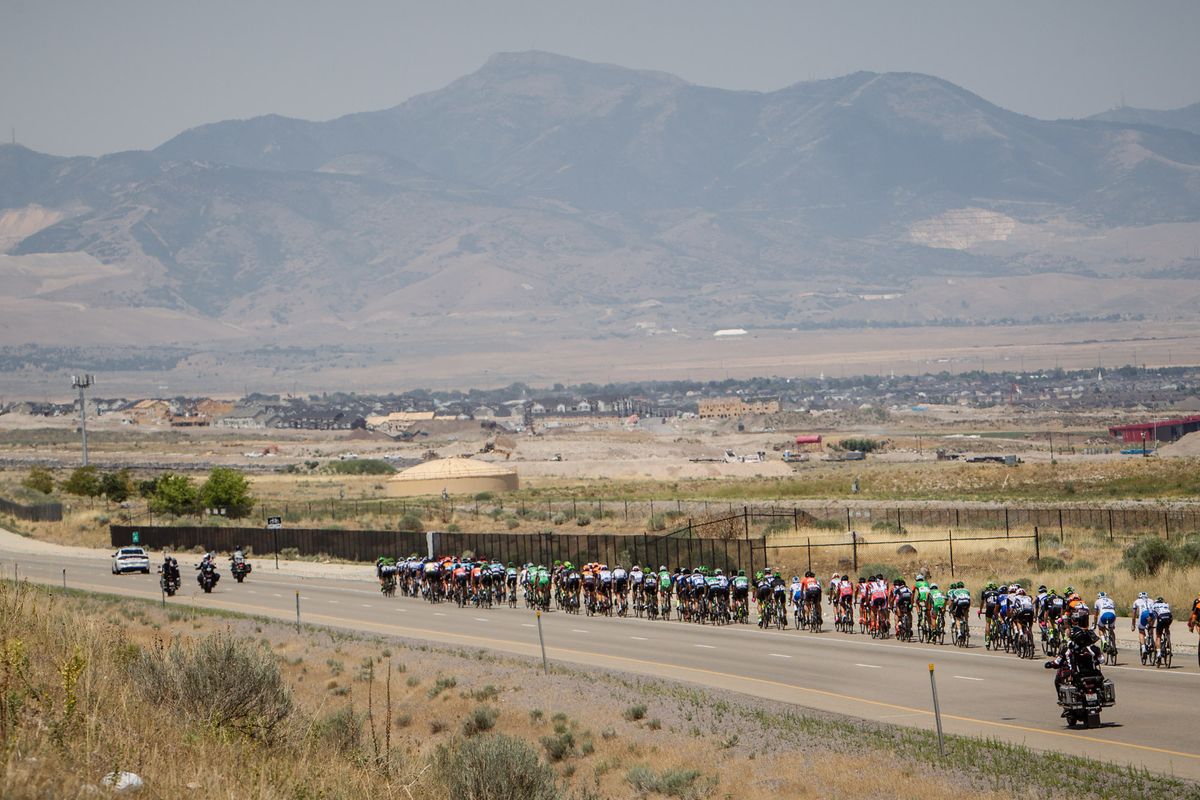 The peloton heads to South Jordan on stage 4