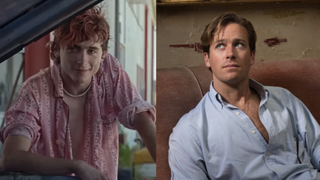 Timothee Chalamet in Bones & All and Armie Hammer in Call Me By Your Name side by side 