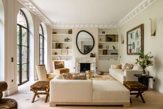 off white living room by Santillane Design
