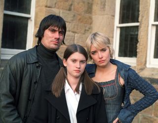 Jeff Hordley as Emmerdale's Cain Dingle with Debbie and Charity Dingle in 2000