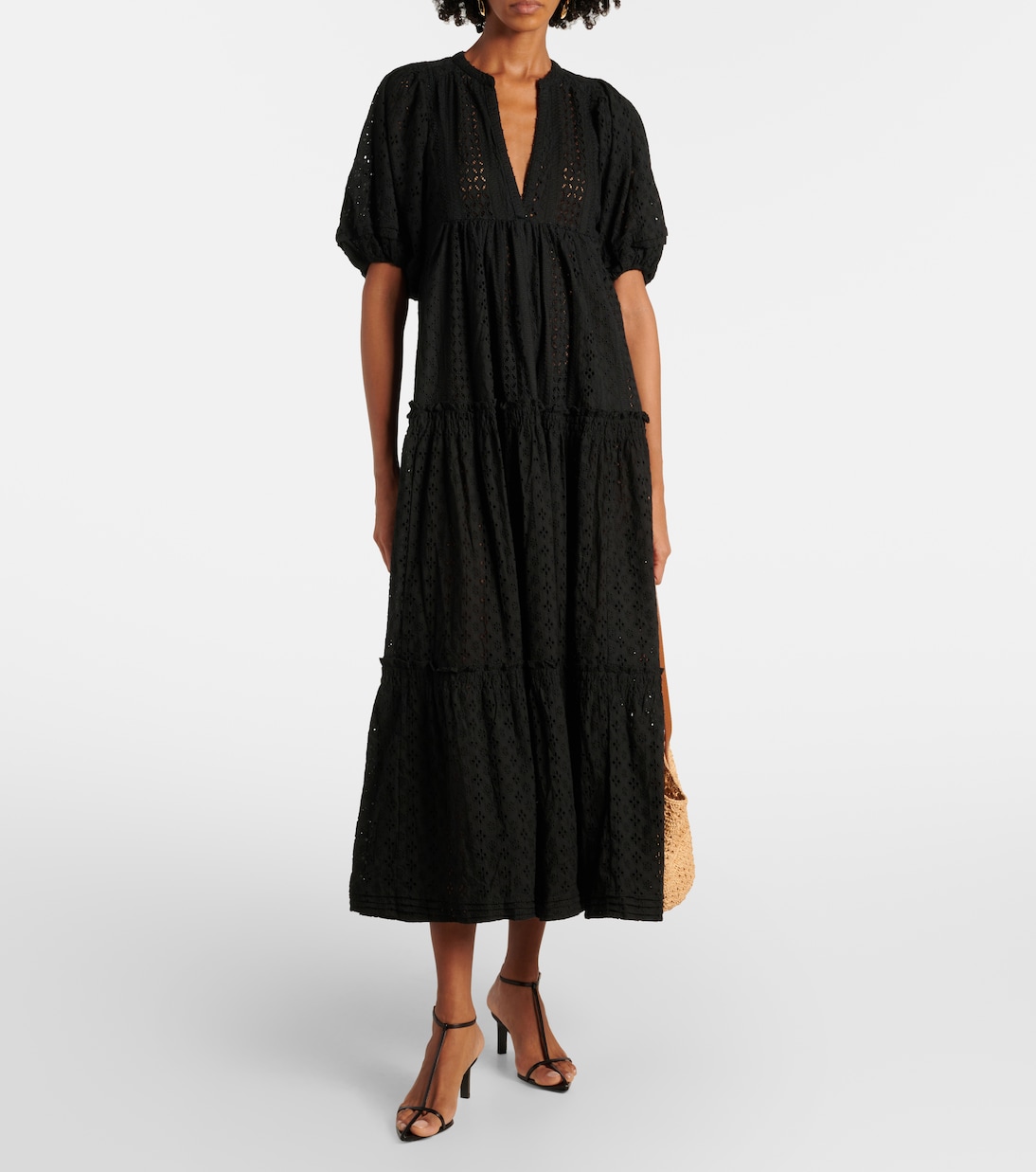 Tiered Cotton Midi Dress