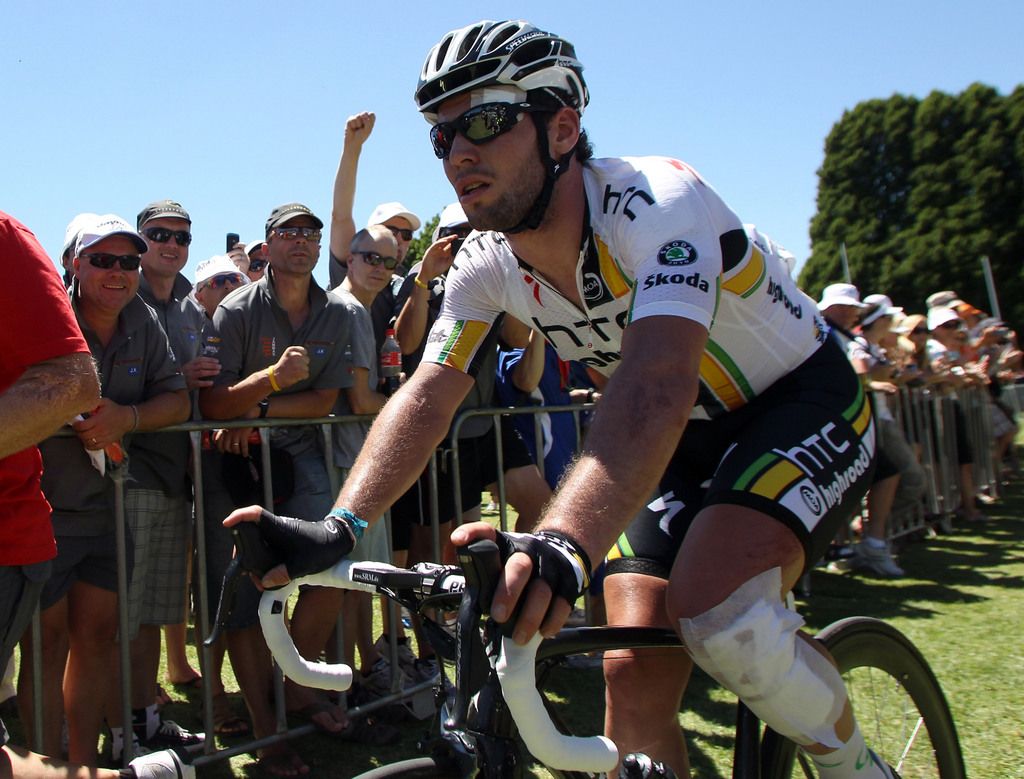 Mark Cavendish showing the effects of a crash when he rode the race in 2011