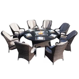 Direct Wicker Flame 9-Piece Brown Wicker Patio Dining Set