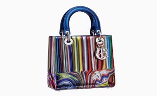 Lan Davenport applied his signature Technicolor paint technique to his version of the Lady Dior bag, recreating the effect in metallised calfskin