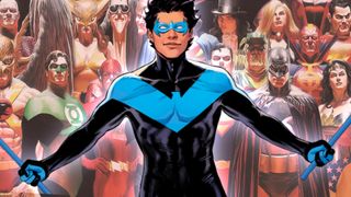 Nightwing and the Justice League art combined