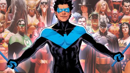 Nightwing and the Justice League art combined