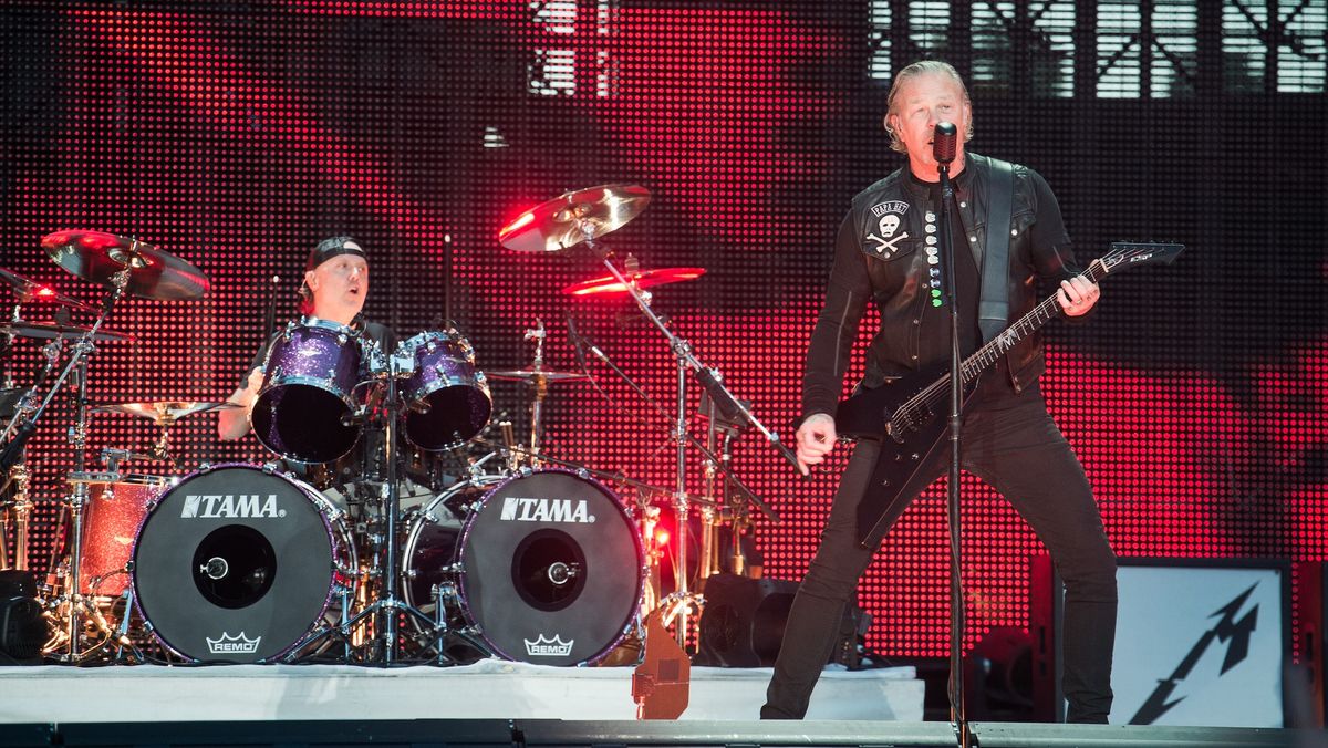 James Hetfield and Lars Ulrich from Metallica perform at Stade de France on May 12, 2019 in Paris, France