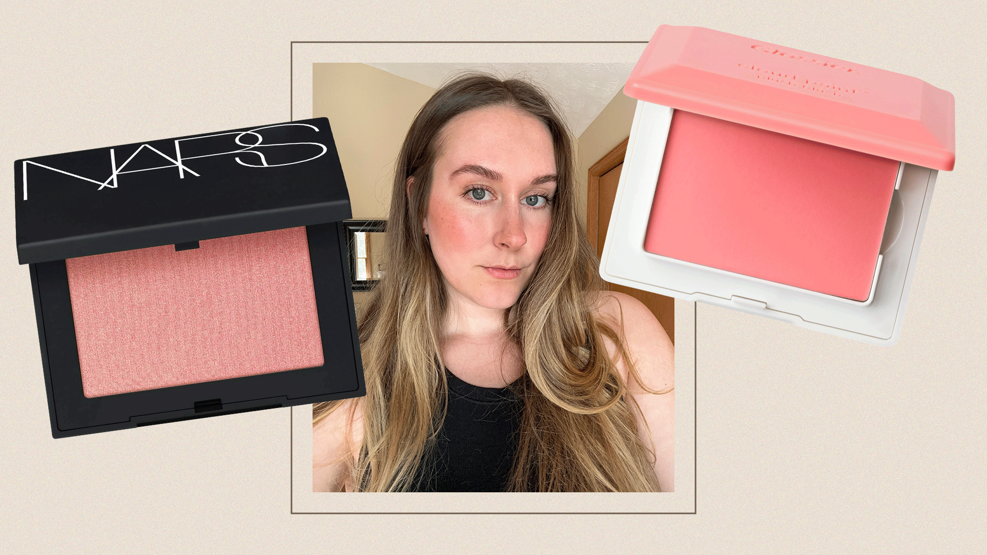 A GIF of Who What Wear beauty editors wearing blush.