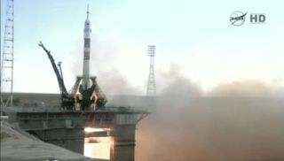 A Soyuz rocket launches into space carrying three new members of the International Space Station's Expedition 32 crew into orbit from Baikonur Cosmodrome, Kazakhstan, on July 15, 2012 local time.