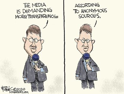 Editorial Cartoon U.S. media anonymous sources