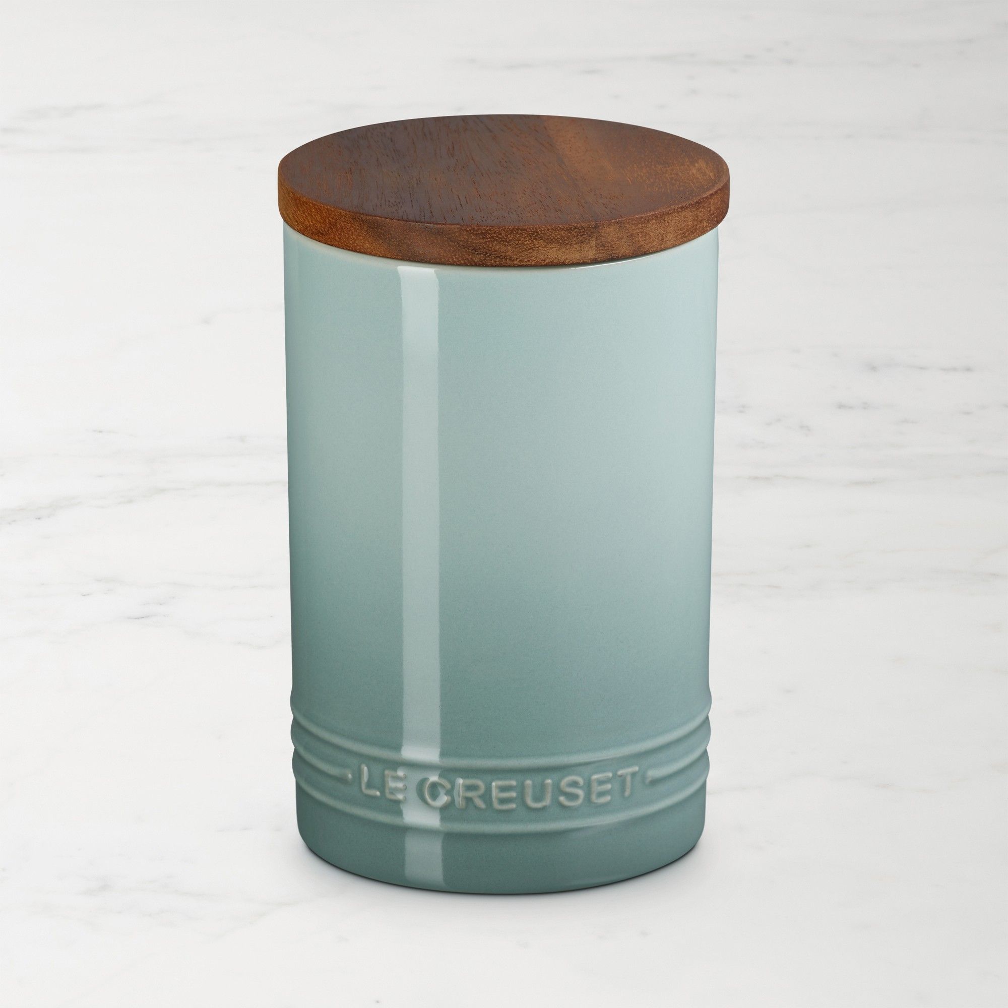 Le Creuset, Le Creuset Signature Canister with Wood Lid (26 oz) Sea Salt