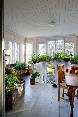 garden room entrance to Finnish country island home