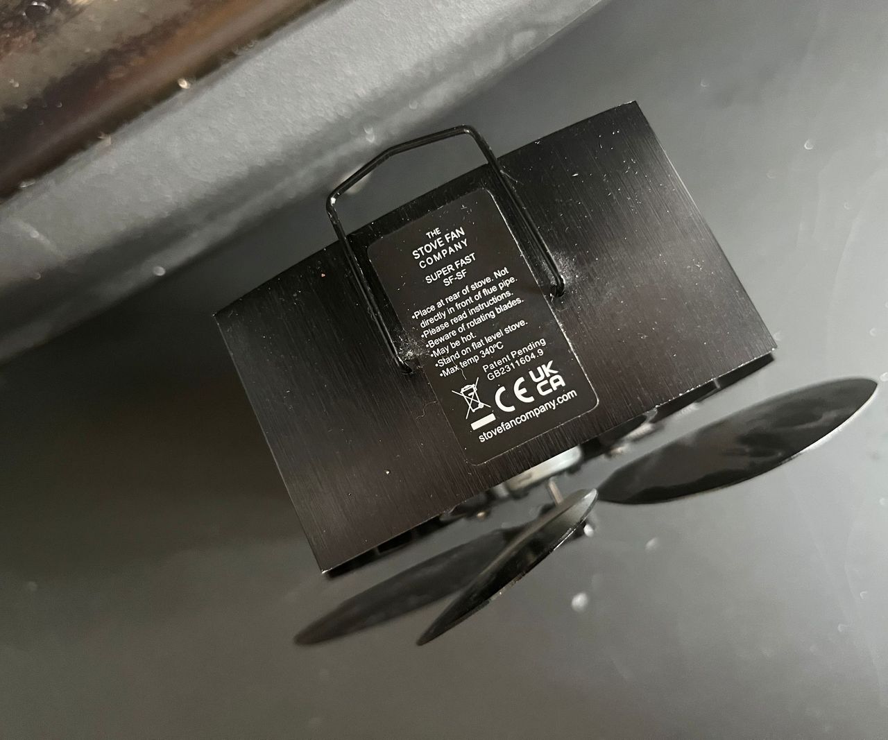 forest master stove fan from behind