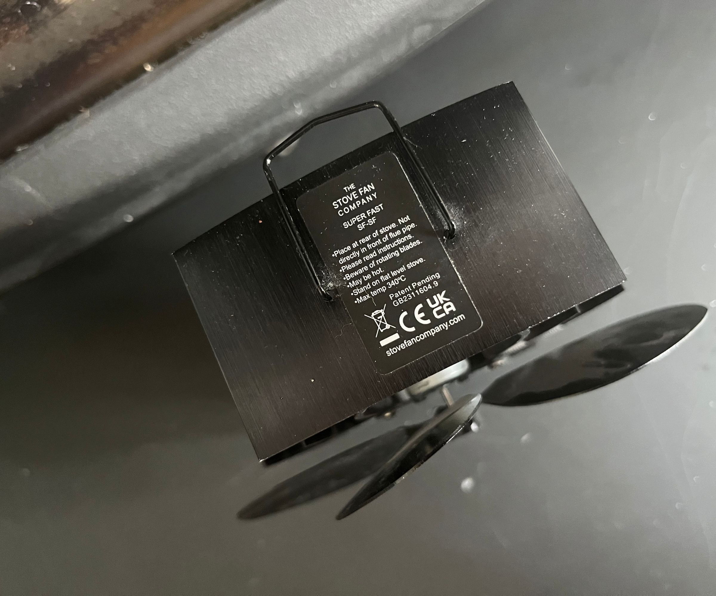 forest master stove fan from behind