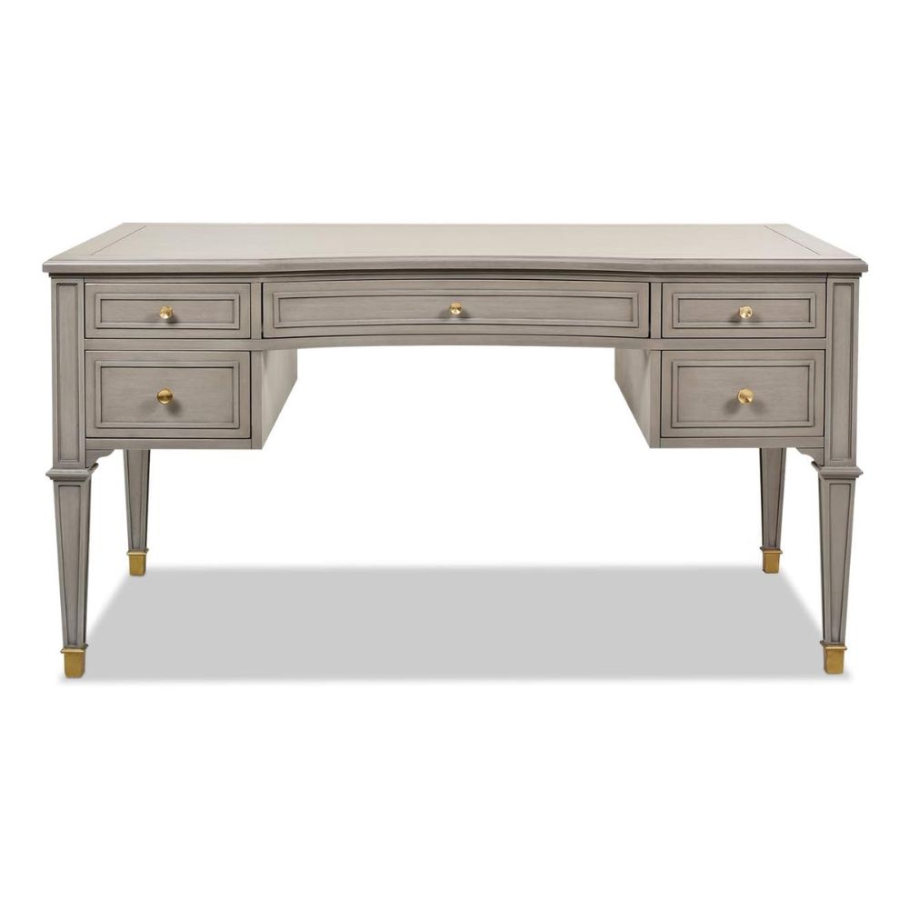 Jennifer Taylor Home Luxe Dauphin Gold Accent 5-Drawer Executive Desk