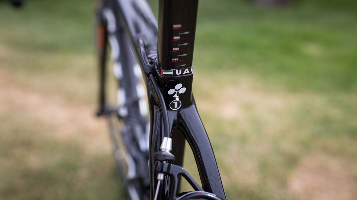 Most teams utilise numbered stickers to signify each rider's first, second or third choice race bike