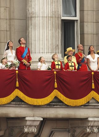 Members of the Royal Family, and Pippa Middleton, on the balcony of Buckingham Palace after the wedding of Prince William and Kate Middleton