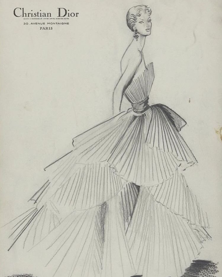 a sketch of the Dior dress Jennifer Lawrence wore at Cannes