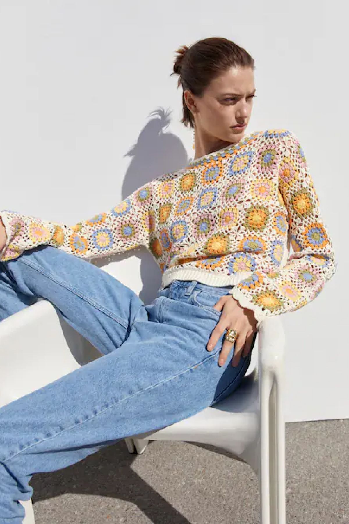 Mango Oversize Crochet Sweater