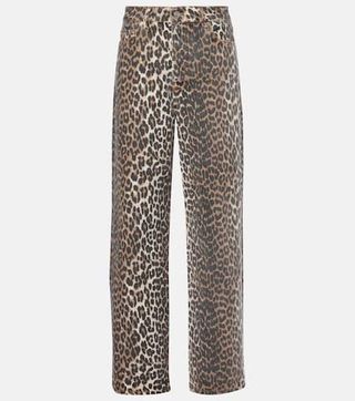 Izey Leopard-Print Straight Jeans