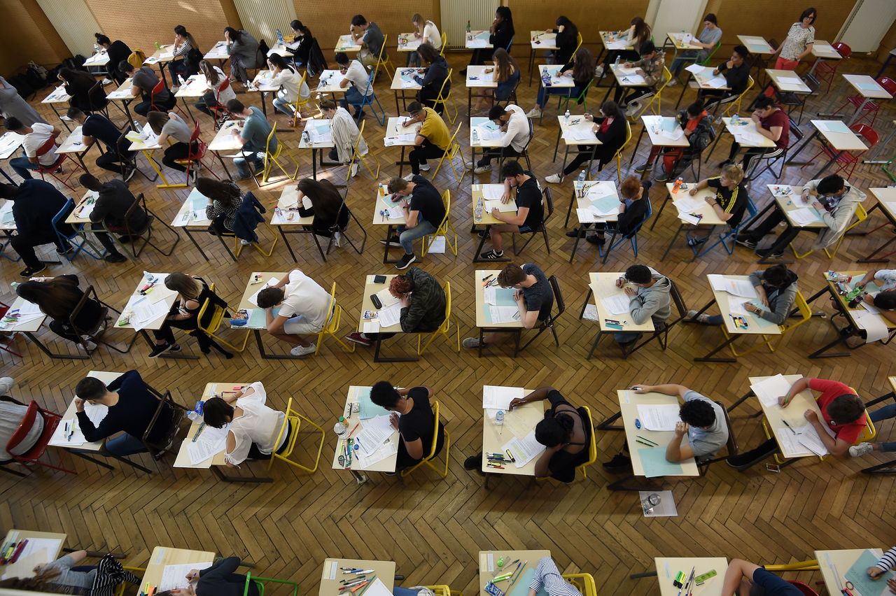 Pupils taking an exam