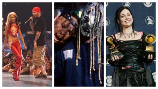 Fred Durst and Christina Aguilera on stage together, Slipknot, plus Amy Lee holding two Grammys