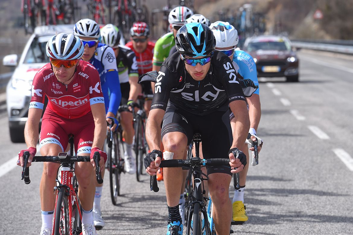 Gianni Moscon, Maurits Lammertink and the rest of the early break on Tirreno-Adriatico's fifth stage