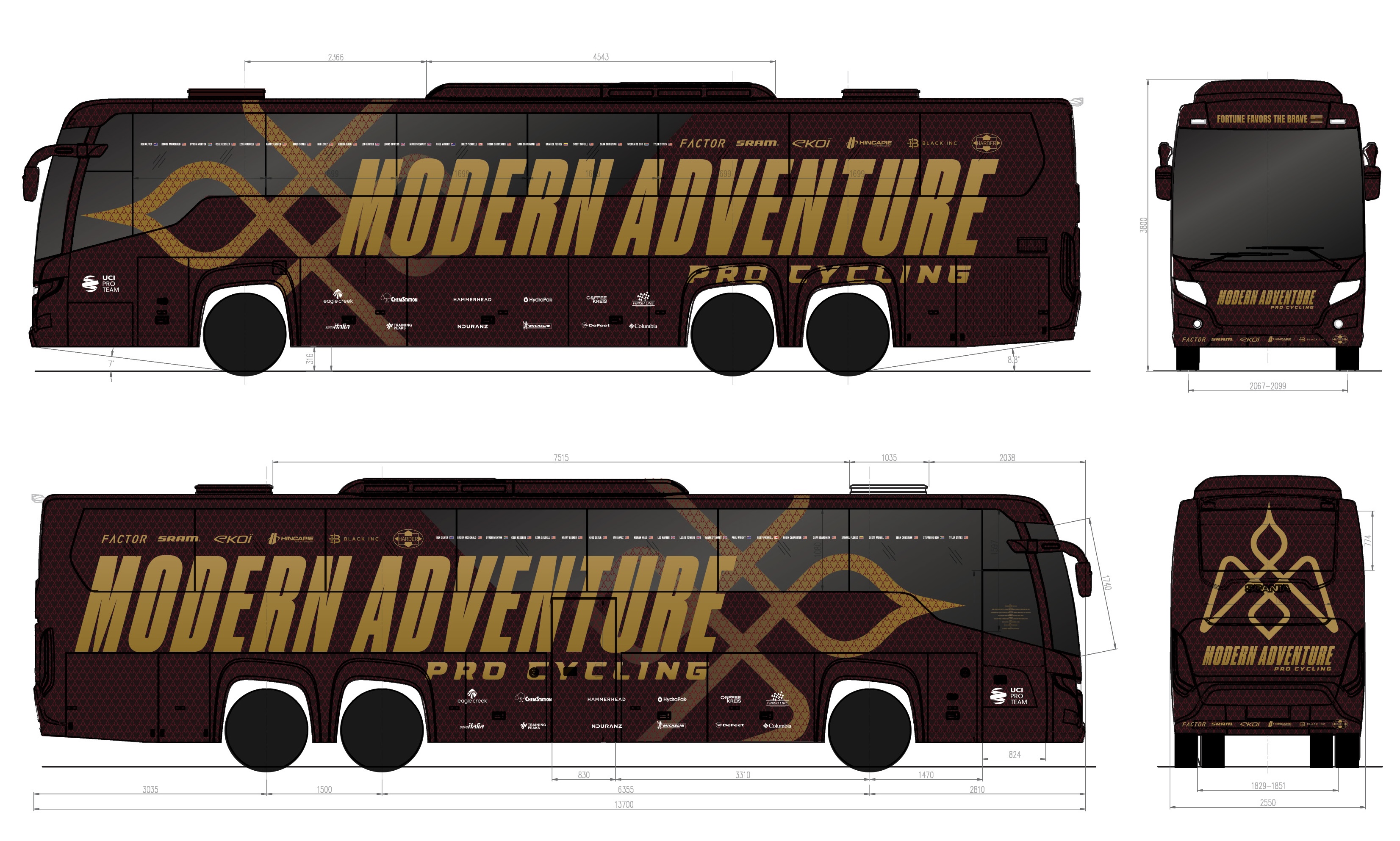 European-based team vehicle wrap for 2026 Modern Adventure Pro Cycling
