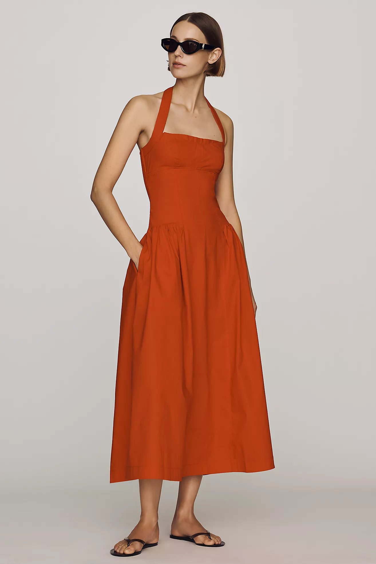 Maeve Poplin Halter Midi Dress