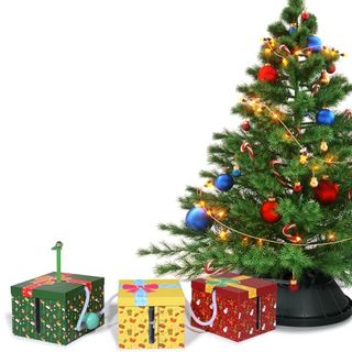 Automatic Christmas Tree Watering System - Automatic Christmas Tree Waterer Looks Like a Present Box - Santa’s Tree Helper Keeps Your Live Tree Healthy and Green Christmas Decorations (g-Y-R-3box)