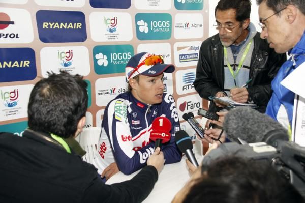 Gianni Meersman (Lotto Belisol) after winning the opening stage