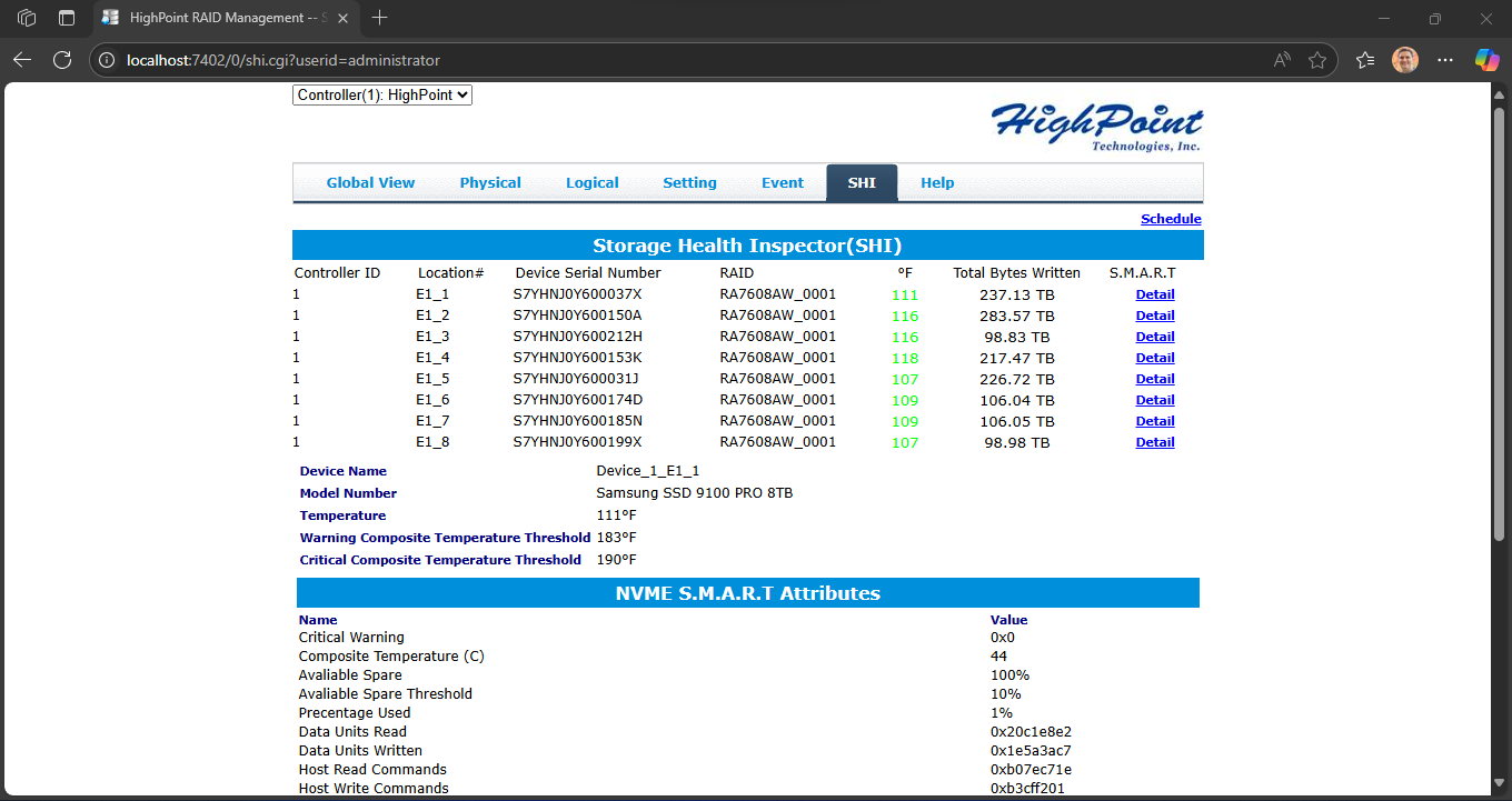 HighPoint RocketAIC 7608AW