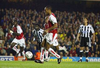 Thierry Henry scores a Panenka penalty for Arsenal against Newcastle in September 2003.