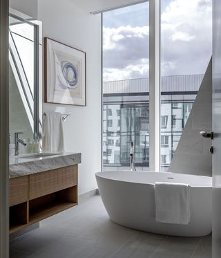 Bathroom at London apartment designed by Frank Gehry