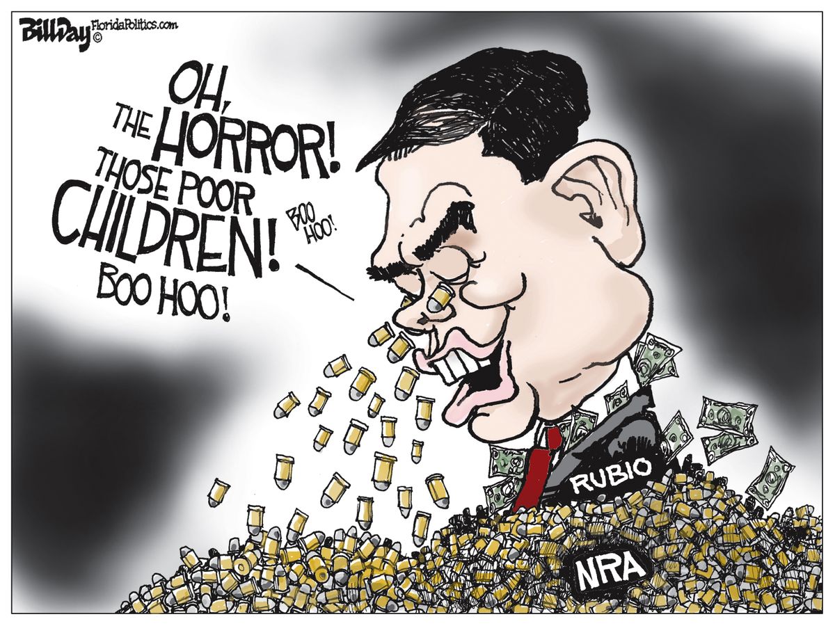 Political cartoon U.S. School shooting Parkland Marco Rubio NRA | The Week
