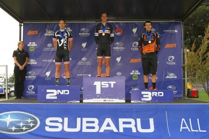 Men's eliminator podium: Nick Morgan, Samuel Gaze and Tristan Ward